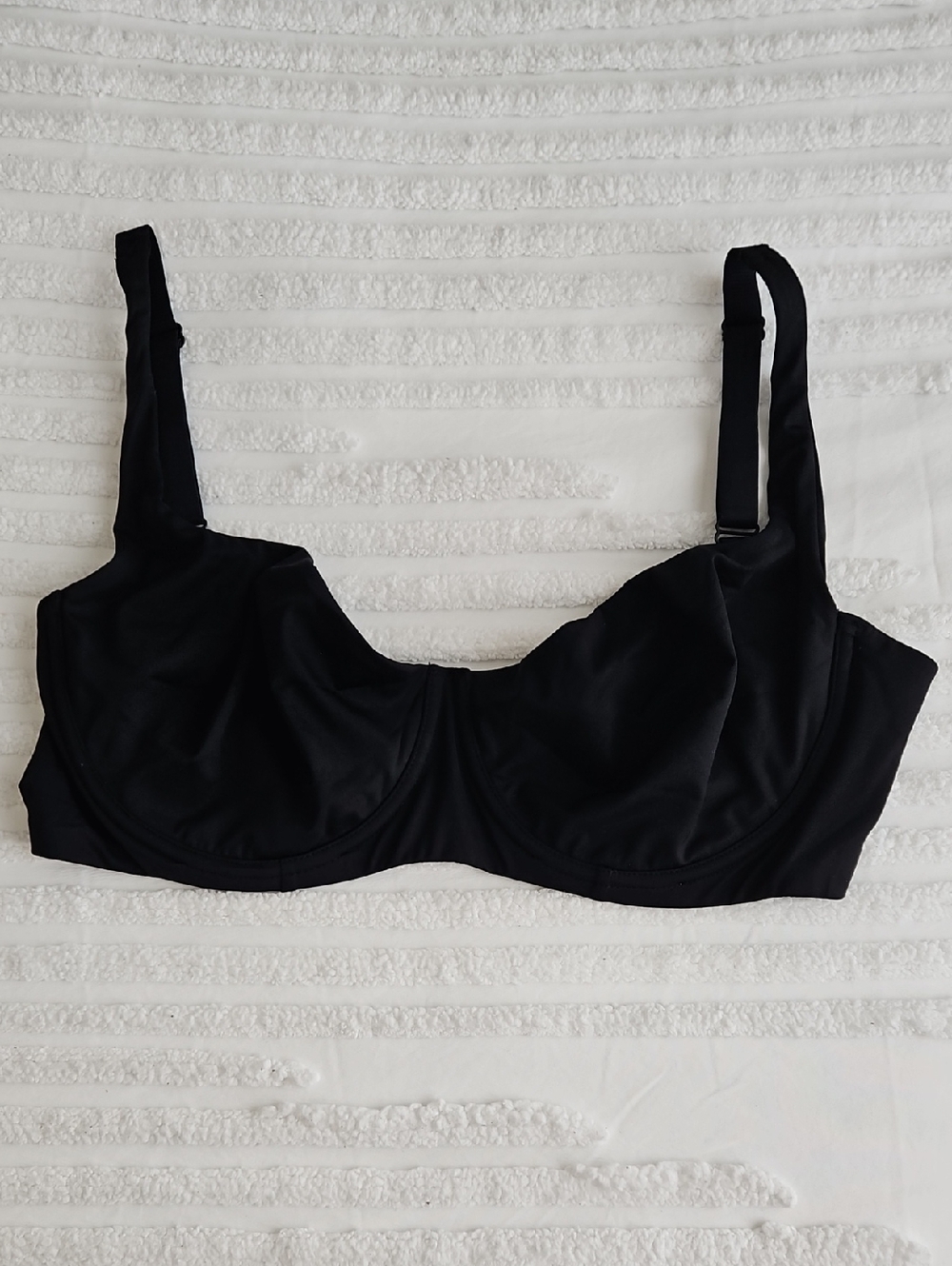 Black Unlined Balconette Bra with Adjustable Straps